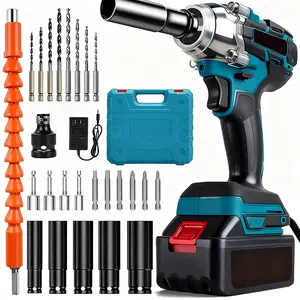 36V Cordless 1/2-inch Brushless Impact Wrench with 500N.m Max Torque, 2* 3000mAh, Charger, 5 Sockets Electric Impact Wrench for Car and Home Use, Power Impact Driven
