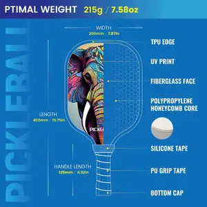 Pickleball Paddles Set Fiberglass Face PP Honeycomb Core Lightweight Durable Outdoor Sport