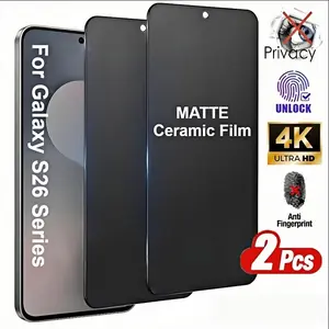 2 Pcs Matte Privacy Ceramic Screen Protector for Samsung Galaxy S26/s25/s24/s23/s22/s21 Plus/edge/ultra/a57/a56/a55/a53/a52s, Full Coverage, Anti-Scratch, Anti-Fingerprint, Easy Installation