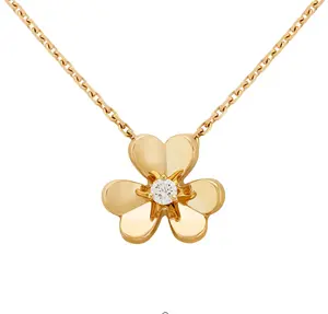 Pre-owned Van Cleef & Arpels Frivole pendant, small model 18K yellow/white gold, 1 Dia