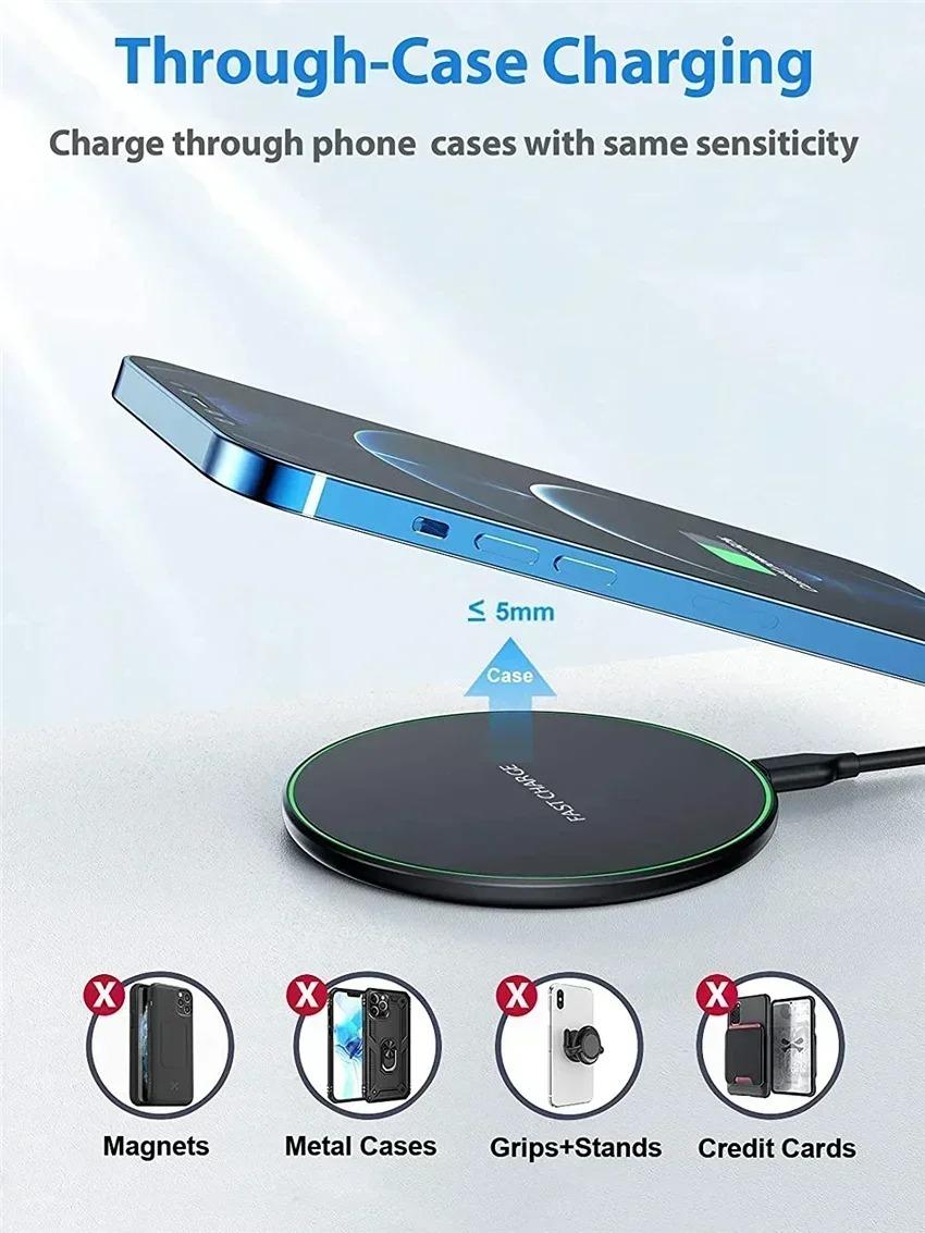 LED Light Wireless Charger Pad Universal Compatibility Fast Charging Station