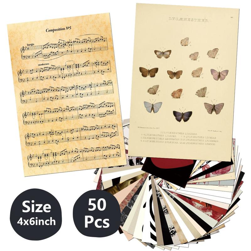 50 Deep Aesthetic Pictures, Vintage Rock Poster Wall Decor, Bedroom Retro Music Stickers, Fashionable Art Prints, Abstract Pattern Print, Room Wall Mosaic Set