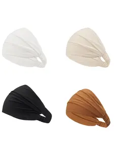 Solid Color Ruched Design Hair Band, Sweat Absorbing Breathable Sweat Wicking Headband for Women & Girls, Fashion Hair Accessories for Gym Workout Running