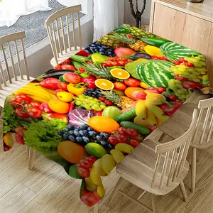 Fruit Pattern Polyester Tablecloth - Perfect for Spring & Summer, Ideal for Holiday Parties & Picnics, Rectangular Kitchen & Dining Decor