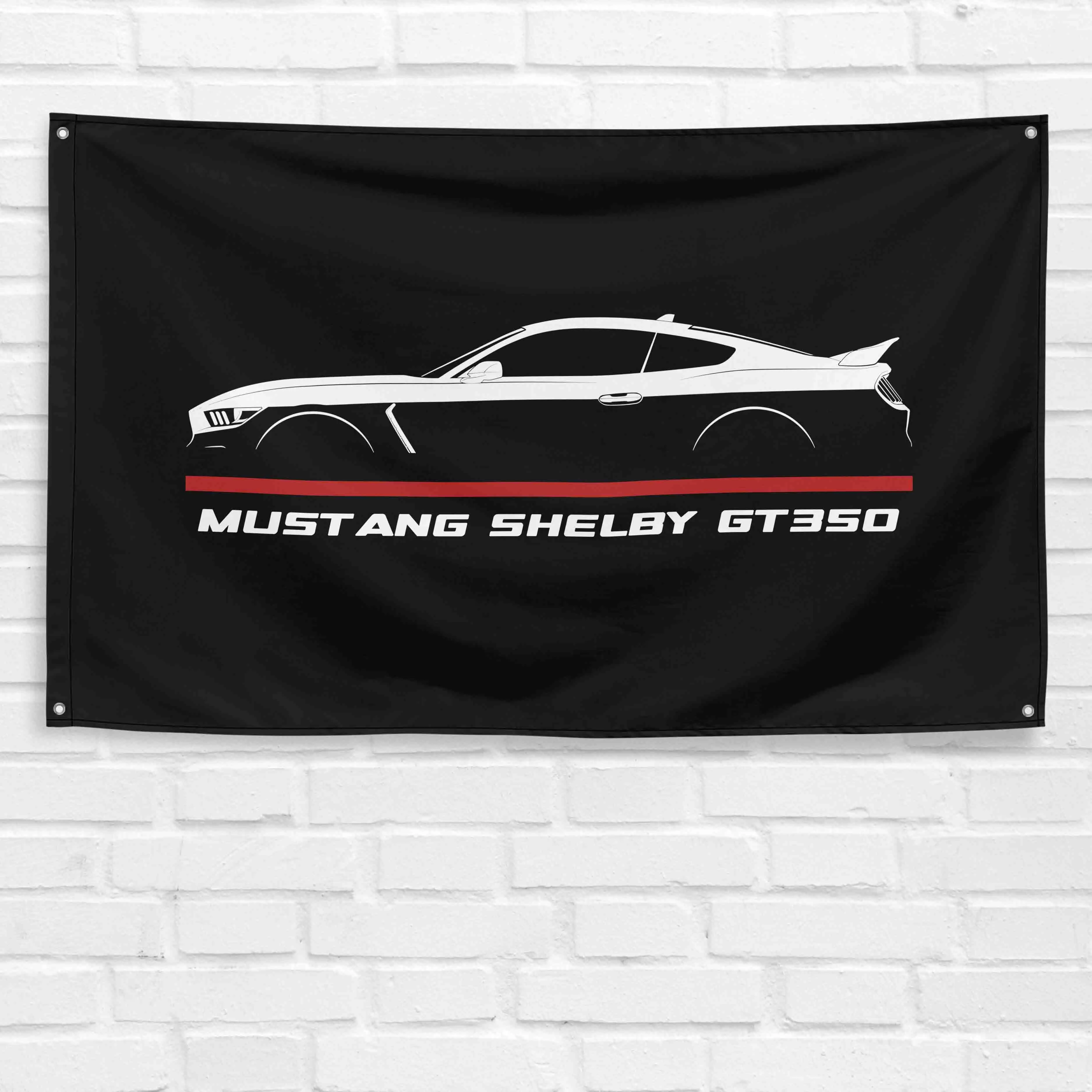 Grommeted Mustang Shelby GT350 2015-2020 Car Wall Decor Flag, 3x5 ft Lightweight Synthetic, Bold Colors Sporty Festive Backdrops & Banners for Car Enthusiasts, Garage Decor, Birthday Gift Ideas