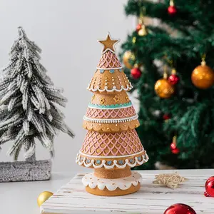 Gingerbread Christmas Tree Desktop Decoration, Home Living Room Holiday Atmosphere Prop Setup, Festive Christmas Decor Items