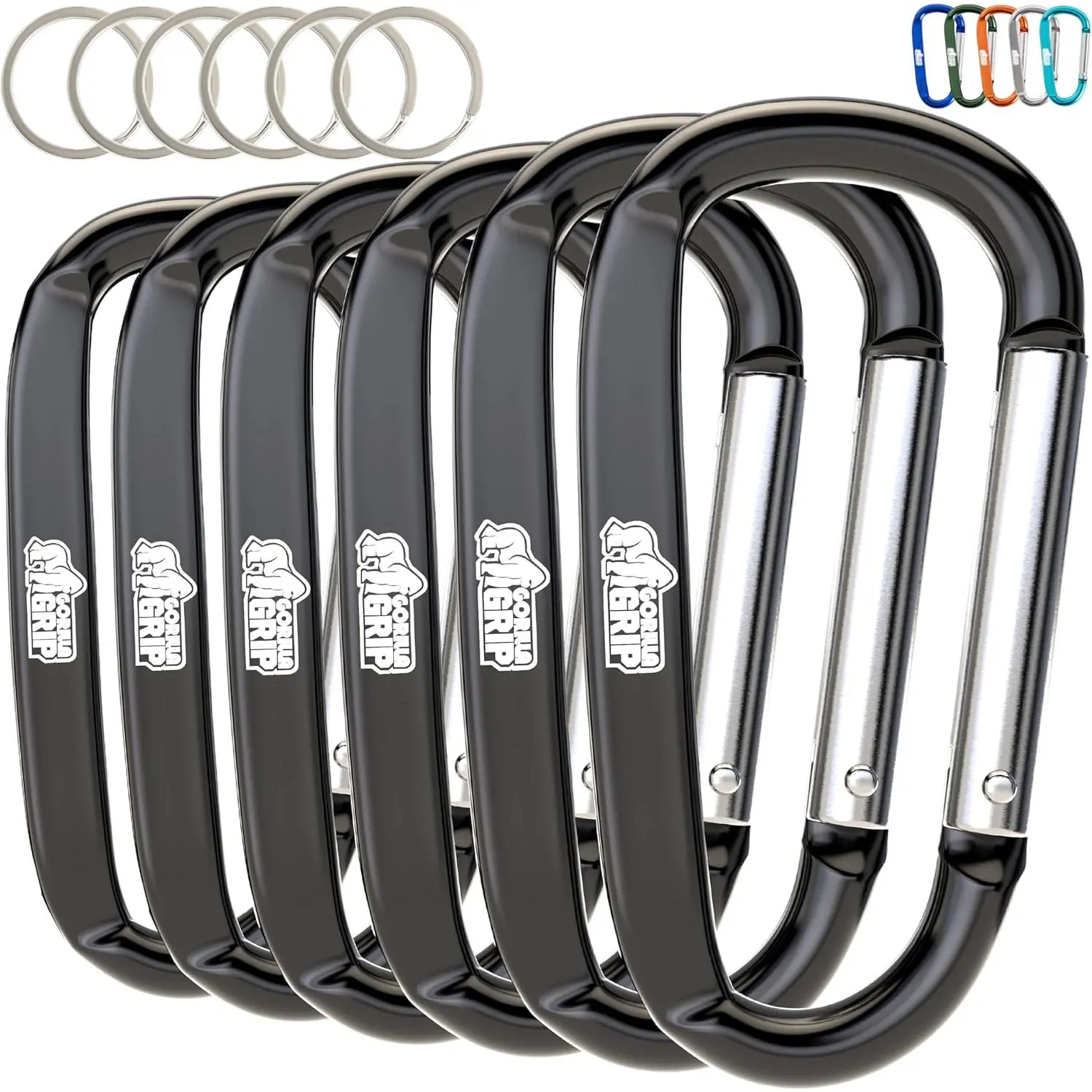 3 Inch Heavy Duty Aluminum Carabiner Clip - 170lbs Load Capacity, Rust-Resistant, Fade-Resistant, High Gloss Finish, Compact, Multi-Colors, Single-Hand Easy Open and Close, 5000 Times Open/Close Durability, Mini Keychain Hooks for Keys, Bags, Hammocks
