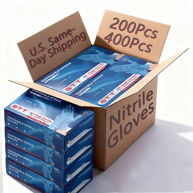 200/400Pcs Heavy Duty Nitrile Disposable Gloves - Textured Grip for Non-Slip Use, Latex & Powder Free to Avoid Skin Irritation, Food-Safe for Cooking & Catering, Multi-Scene Application for Cleaning, Pet Care, Beauty & Tattoo Work, Home & Salon
