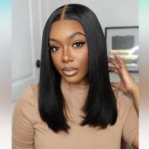 9x6 Tpart Bob Straight Glueless Wig 100% Virgin Human Hair Pre Plucked 180% Density Lace Front for Black Women Natural Color 10 Inch Adjustable Cap with Transparent Lace and Adjustable Straps