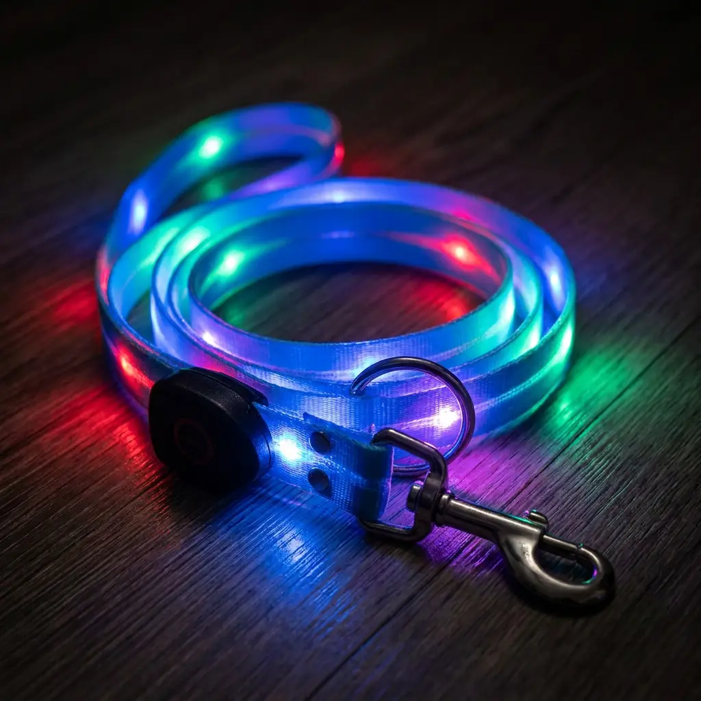 LED Dog Leash, Light Up Pet Leash for Night Walking,High Visibility Glow in the Dark Luminous Dog Lead withControl Button, Heavy Duty Metal Clasp & D-Ring, SafetyWalking Gear for All Dogs reflective
