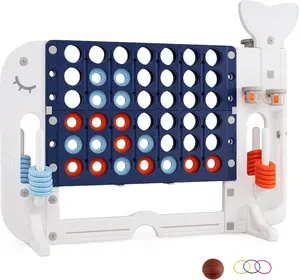 Costzon Giant 4-in-a-Row Game Set, Whale Design Jumbo 4-to-Score for Kids and Adults w/3 Adjustable Heights, Basketball, Golf, Ring-toss, Cup Holders, Indoor Outdoor Party Yard Games for Lawn