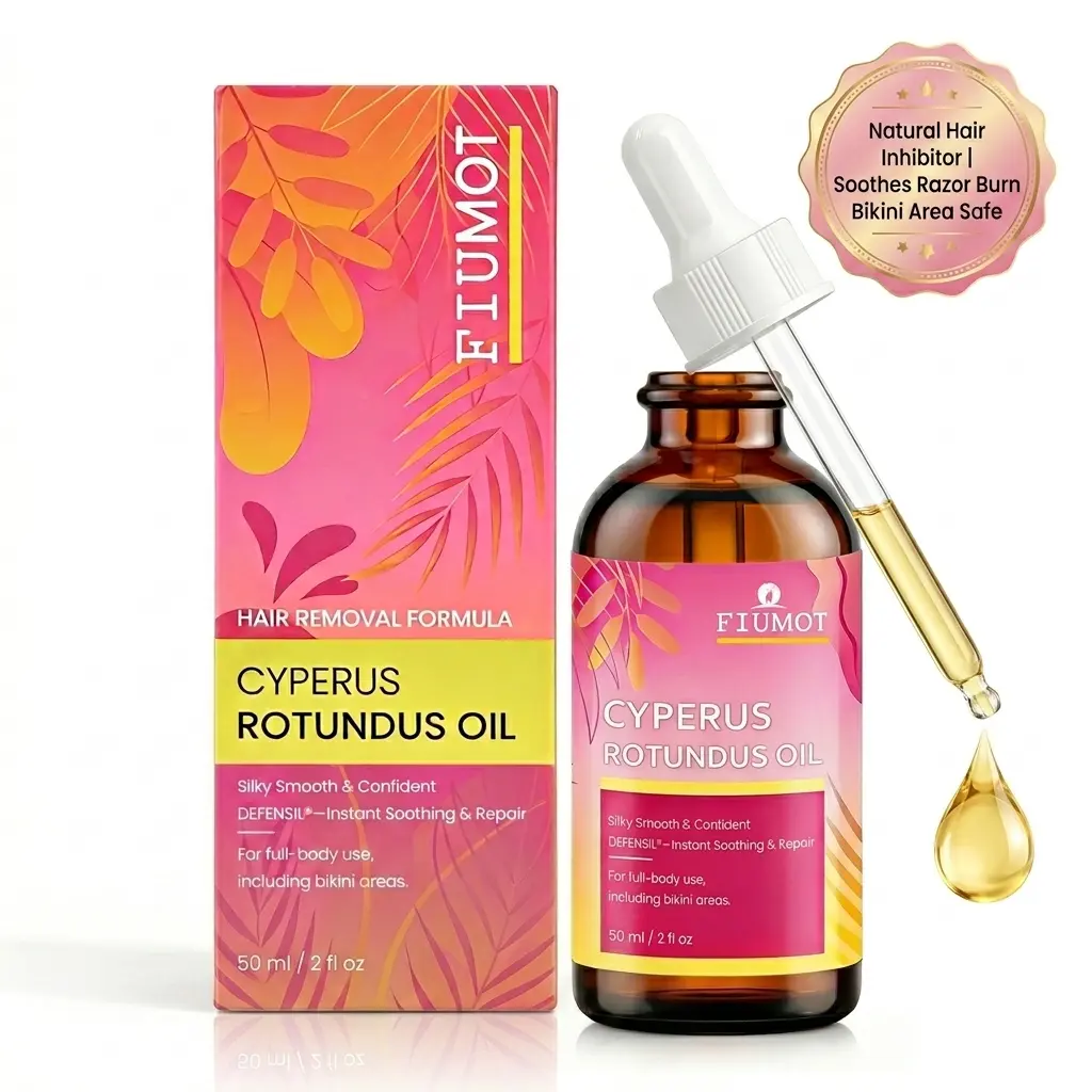 Fiumot Cyperus Rotundus Oil 60ml - Natural Body Care Hair Removal Formula, Gentle Soother for Silky Smooth Skin, Razor Burn Relief, Bikini Area Safe - Apply Topically
