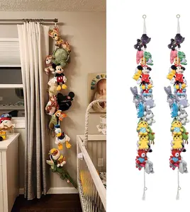 Mothers Day Gift 80" 2 Pack Cotton Hanging Storage Chain for Stuffed Animals Storage with 40 Metal Clips Stuffed Animal Organizer Chain for Wall Corner Nursery Play Room