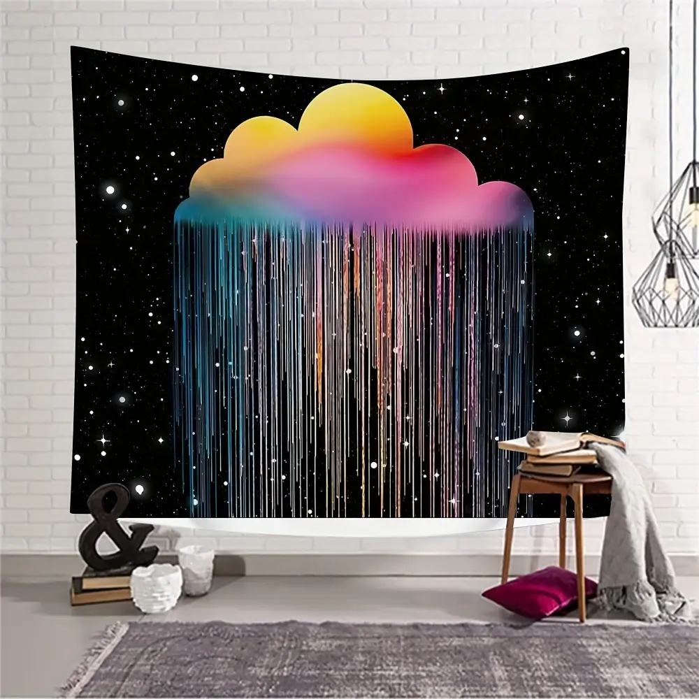1pc Rainbow Cloud Meteor Line Printing Tapestry Home Decoration Wall Carpet Wall Decoration
