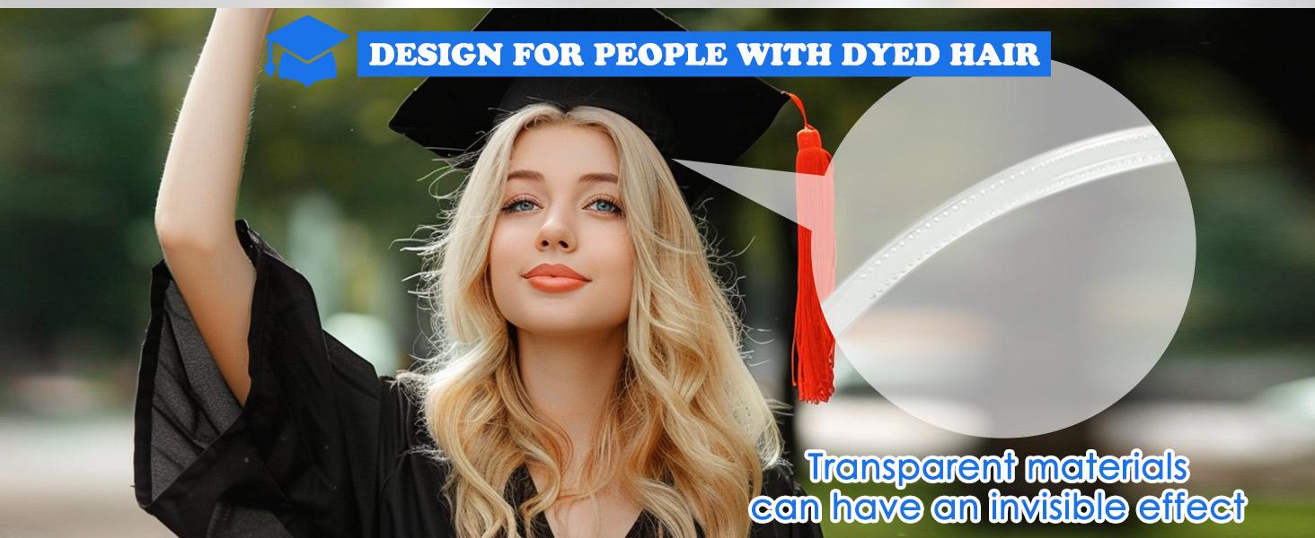 2 Pack Graduation Cap Headband, Firm Anti-fall Hair Band Curly Hair for Graduation Cap, Graduation Gifts Hat Accessories for Graduates, Students, Women