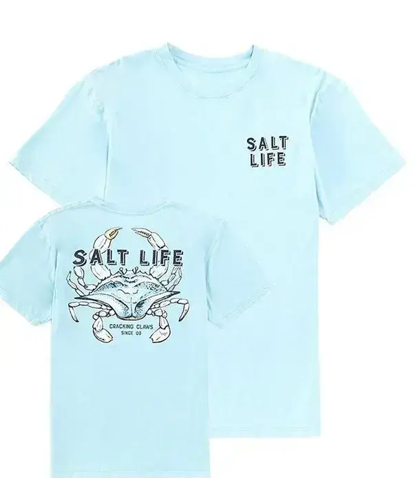 Salt Life Graphic T-Shirt, Coastal Fishing and Crab Boil Vibes Tee, Summer Beach S-5XL Shirt for Men & Women, Perfect for Seafood Lovers