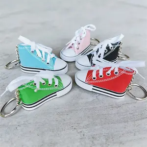 Mini 3D canvas shoe keychain with key ring — unique creative decoration; holiday party gift for children; suitable for car keys and home use; available in multiple colors; peace charm keychain; great for home decor and gifting.