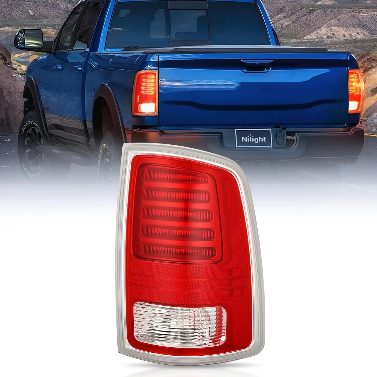 Nilight LED Taillight Assembly for 2013-2018 Dodge Ram 1500, 2014-2018 Ram 2500/3500 Trucks, Passenger Side with Bulbs, OE Number Match Plug-In Type Brake Signal Led Lights, Ram Trucks