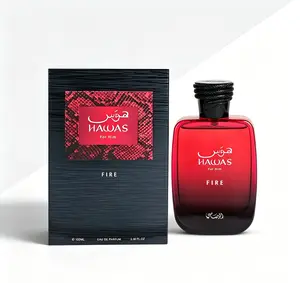 Hawas For Him Fire Eau de Parfum Spray for Men 3.38 Fl Oz 100ml, Intense Warm Spicy Woody Long-Lasting Masculine Fragrance