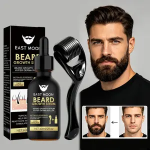 Beard Growth Kit - Beard Growth Serum & Derma Roller, 60ml Nutritional Oil for Thicker Shiny Beards, Fuller Beard Growth, Fills Patchy Spots Fast, Daily Beard Care Tools, Men's Grooming Gifts, Father's Day Gifts