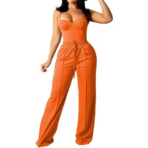 Women's Casual Wide Leg Pants High Waisted Drawstring Baggy Sweatpants Elastic Straight Leg Lounge Pants
