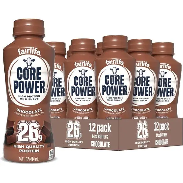 Core Power Protein Shake, Chocolate, 26g Bottle, 14oz, 12 Pack