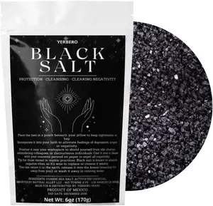 Yerbero - Sal negra para protección 6oz (170g) - Sal Negra - Suministros esenciales de Wiccan y brujería para rituales, hechizos y purificación - Sal Negra premium para brujeria, limpieza espiritual.