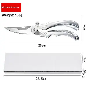 Thick Multi-Cutting Stainless Steel Kitchen Scissors - Versatile, Multi-Functional Clipper for Home Food Prep, Multi-Cutting Kitchen Scissors
