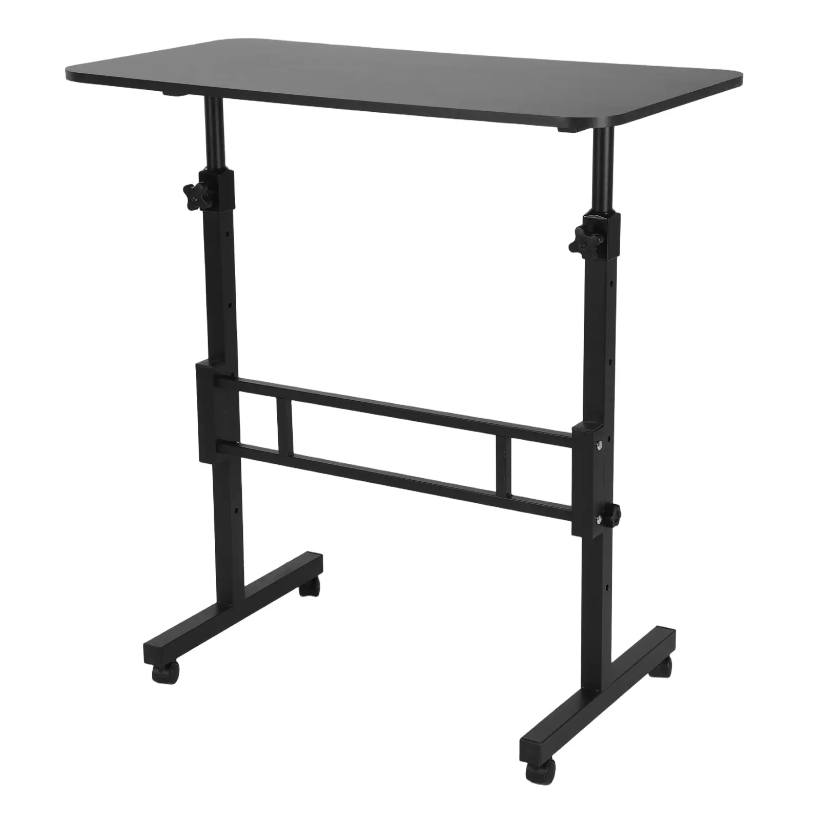 Adjustable Standing Desk, 16x31.5 In (40cm) Portable MDF-Steel Laptop Stand with Lockable Wheels, Space-Saving Home Office Workstation