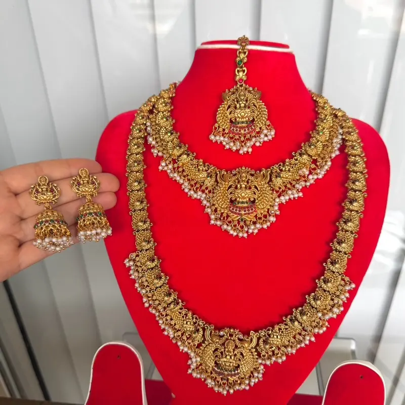 Brass Temple Jewelry entire set with earrings.