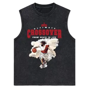 The Ultimate Crossover From Death To Life Christian Washed Tanktop Gym Essential, Vintage Casual Crewneck Short Sleeves Menswear T-shirts Classic Cotton Fabric Streetwear