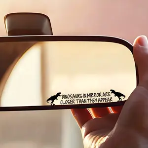 2PCS/SET "DINOSAURS IN MIRROR (Parody Mirror Prompt) + Dinosaur Pattern" Minimalist Fun Decorative Sticker For Car Door/Laptop Minimalist Whimsical Goodie Adds Sleek Playful Creative Texture Top For Minimalist Whimsical Personal Style Fans