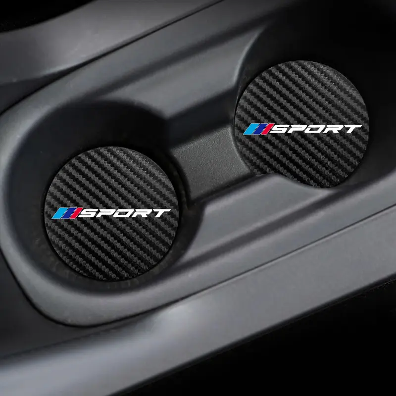 Car Cup Holder Coasters Set, Car Interior Kit, Car Accessories, Anti-Slip Carbon Fiber Texture, Easy Clean, Fits Bmw Toyota Honda Mercedes Ford Volkswagen, Sporty Design
