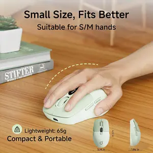 h-67 Wireless Bluetooth Mouse with Visible Battery & DPI Screen – Multi-Device BT & 2.4G Computer Mouse, 500mAh Rechargeable, 1600 DPI, Silent Portable Optical Mouse for Laptop, PC, Mac, iPad – Green