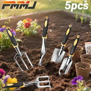 PMMJ 5pcs Gardening Essentials Kit, Weeder, Trowel, Transplanted, Cultivator, Weeding Fork, Garden Planting Tools Set - Small Shovels For Potted Flowers, Household Flowers, Vegetables, Aluminum Alloy - Ergonomic & Rust Resistant - Gardening Gifts