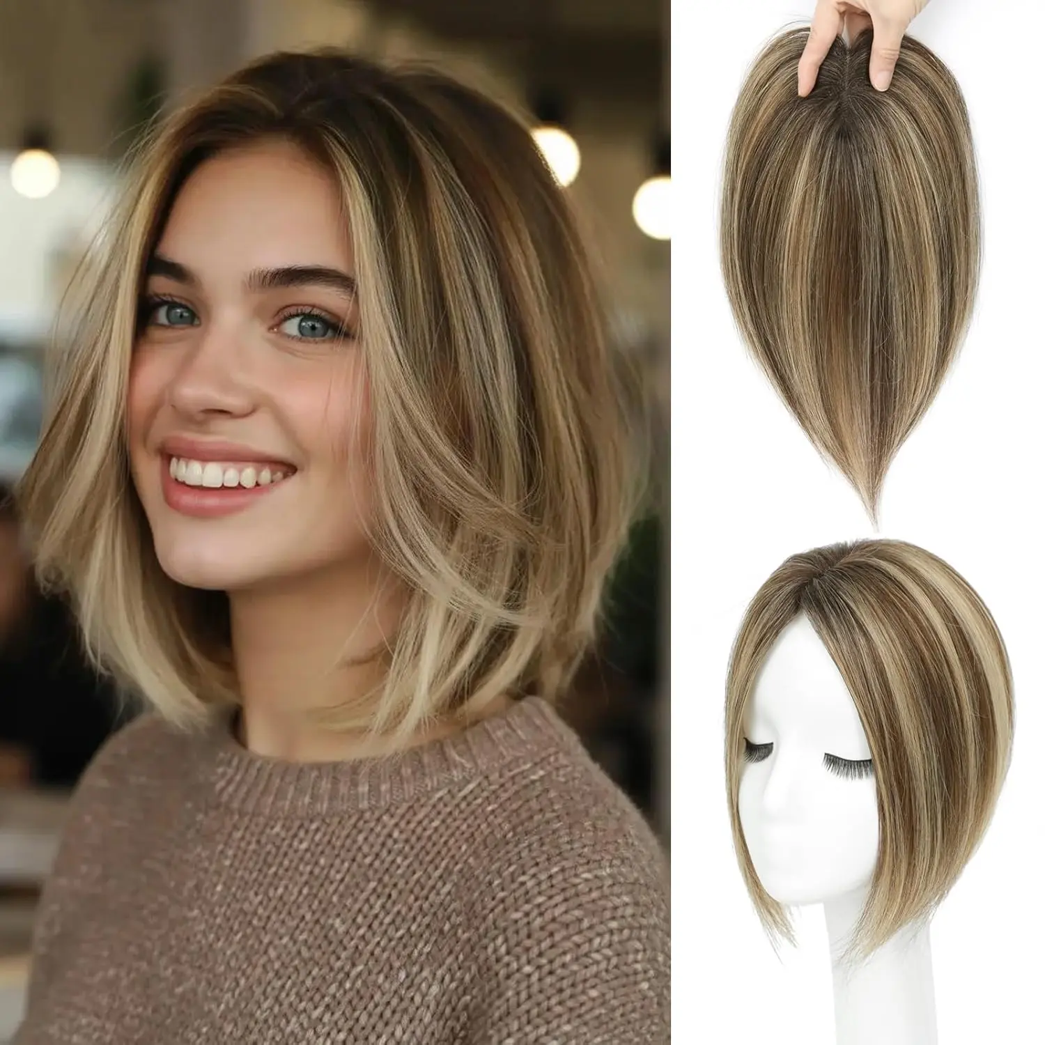 10 inch Hair Toppers for Women Real Human Hair Toppers with Thinning Hairpieces for Women 10 Inch Human Hair Topper for Cover Gray Roots
