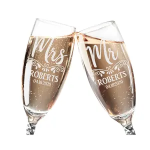 New Mr. and Mrs. Celebratory Champagne Glasses Grandma Grandpa Personalized 50th Wedding Anniversary Decorations Bride Groom Party Favors