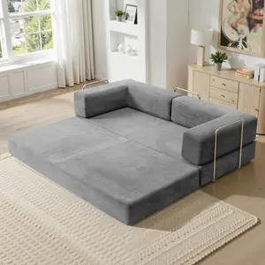 78.8" Convertible Sofa Bed Cloud Couch Floor Sofa Multi-Functional Living Room Furniture Corduroy Fabric Sponge Pad Comfortable Stylish Futon Couch Classic Design configuration flexible