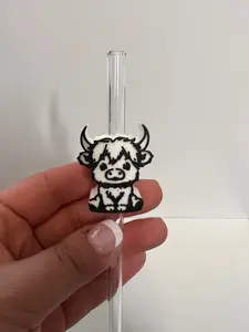 Highland Cow 10mm Straw Topper (Stanley Straw Size) Straw Not Included