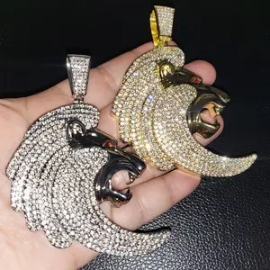 MEN'S LARGE LION HEAD HIP HOP ICED GOLD SILVER PLATED CUBIC ZIRCONIA BLING CHARM PENDANT JEWELRY