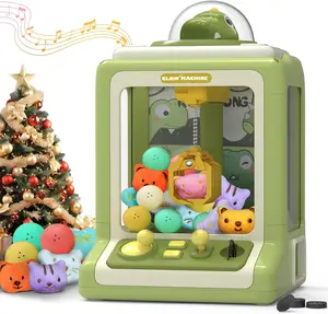 Dinosaur Claw Machine For Kids, Mini Electronic Arcade Games Vending Machine, Toy Candy Dispenser Machine, Crane Prize Machine With Music, 10 Dolls 10 Twist Eggs For Christmas Birthday Gift