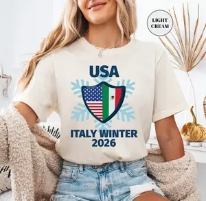 [Sale Up To 50%] USA Winter Sports Shirt Italy Milano Skiing 2026 Shirt Snowboarding Skating T-Shirt Cozy Gift Graphic Streetwear T-shirt