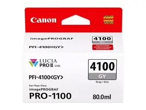 Canon PFI-4100 80ml Pigment Ink Tank for imagePROGRAF PRO-1100 Printer, Gray