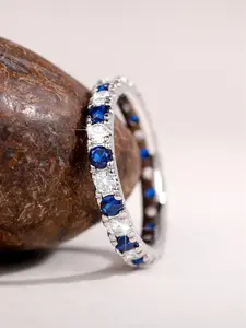 1 PC Elegant Blue Cubic Zirconia Ring For Women For Wedding Engagement Party Jewelry Valentine's Day Gift