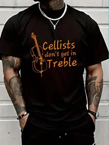 100% Cotton Treble Clef Funny Cellist Musician Gifts Cello T-Shirt Women's Men's Graphic Tee Crew Neck summer vacation Tops
