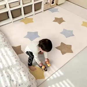 Nordic Style Cute Star Carpet, Soft Plush Rug for Living Room Bedroom, Play Mat, Baby Crawling Pad, Indoor Use