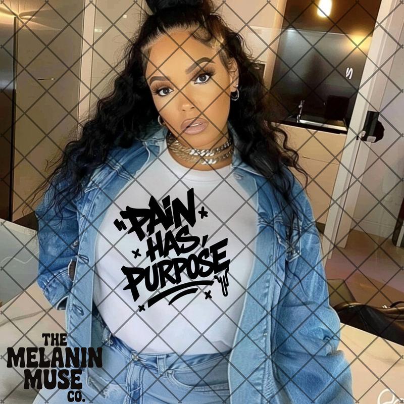 The Melanin Muse Co. Pain Has Purpose Long Sleeve T-Shirt/Sweatshirt Soft Stylish Unapologetic Faith Tee/Sweatshirt for Women Summer Wear Comfortable Versatile Wear