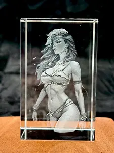 Rogue X-Men Portrait 3D Crystal Engraving – Marvel Laser Crystal Display