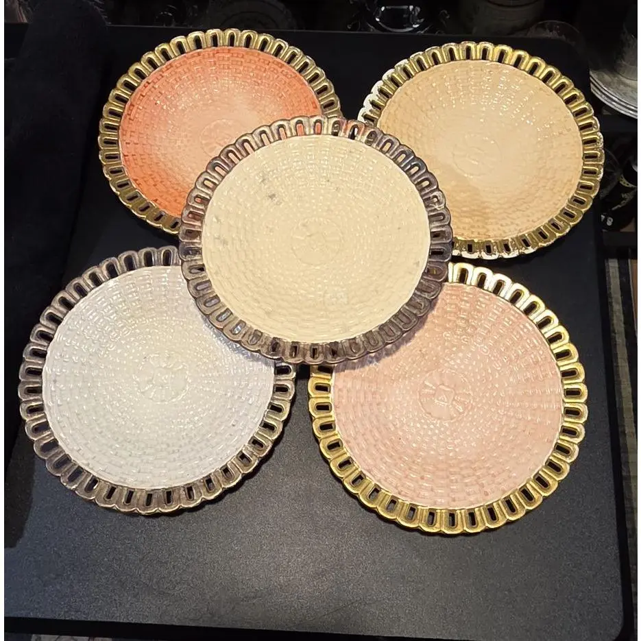 Antique Plate Set from Germany - 5-Piece Set with Variation of Wear in Color - Perfect for Adding a Touch of Vintage Charm to Your Table