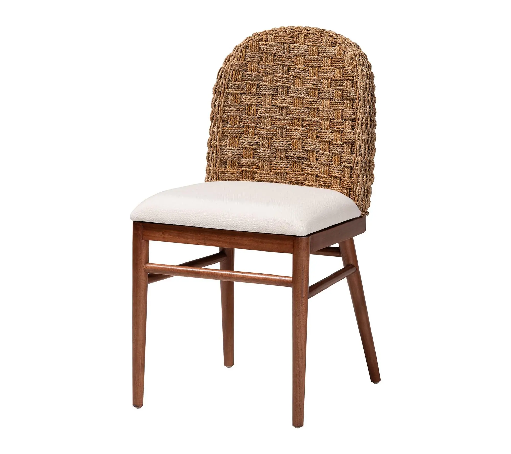 bali & pari Denver Walnut Brown Wood and Seagrass Dining Chair